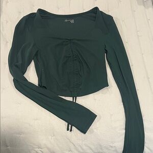 Elegant Dark Green Ruched Crop Top